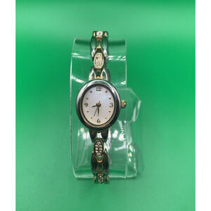 Christian Benet Watch Women Mother of Pearl Dial Gold Bracelet Crystals Working